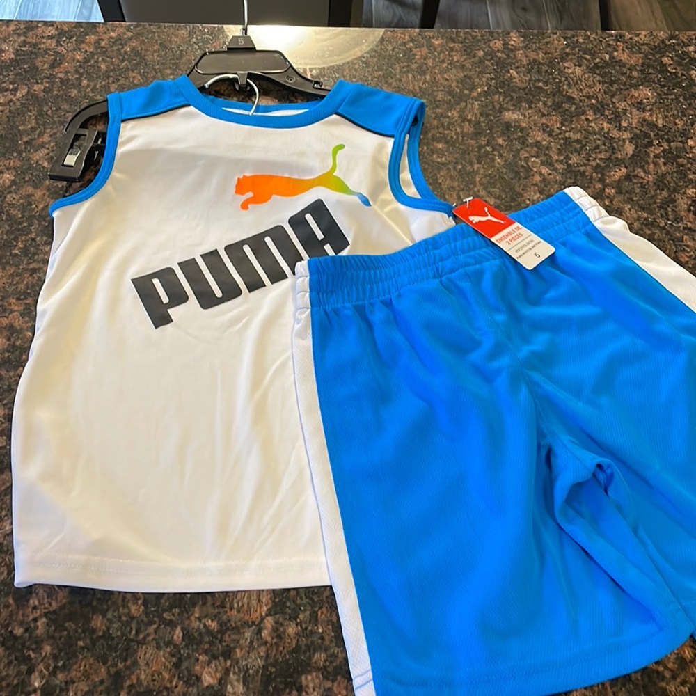 NWT boys 2 piece puma short & tank set with front logo